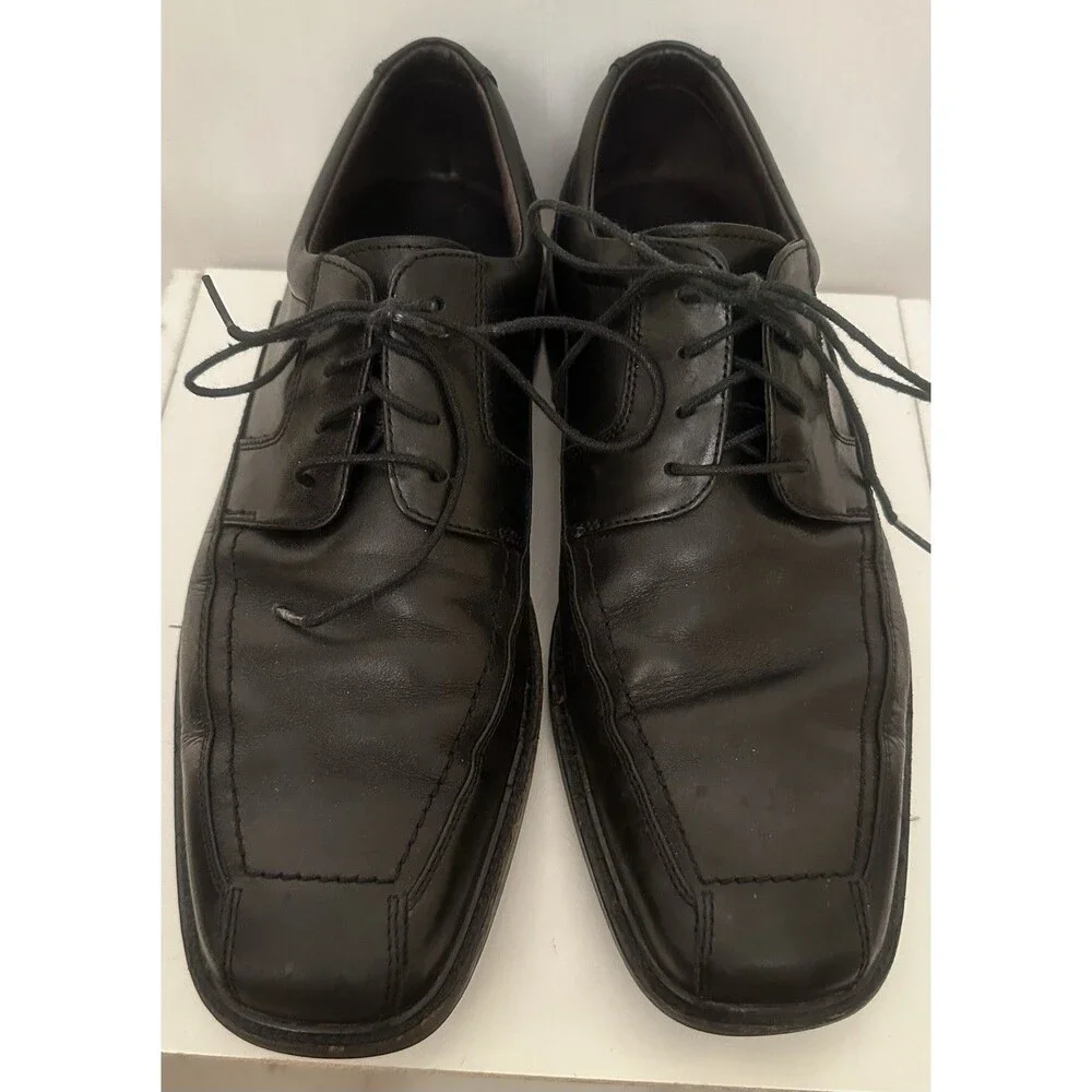 Johnston & Murphy Men’s Black Leather Oxford Shoes Size 10M Square Toe Lace Up